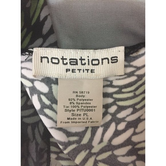 Vintage Notations Womens Blouse Size PL Green 3/4 Sleeves Pullover V Neck Stretc - Picture 6 of 9